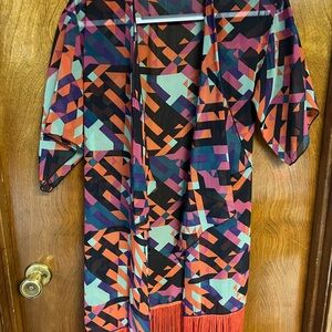 LuLaRoe Multicolor Geometric Kimono